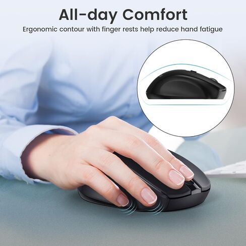 Wireless Mouse, 2.4G Ergonomic Computer Mouse with USB Receiver, 5 Adjustable DPI Levels, Mobile 2400DPI USB Mouse for Laptop Chromebook Notebook MacBook Computer, Black in Saudi Arabia