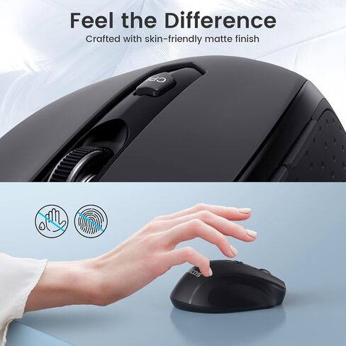 Wireless Mouse, 2.4G Ergonomic Computer Mouse with USB Receiver, 5 Adjustable DPI Levels, Mobile 2400DPI USB Mouse for Laptop Chromebook Notebook MacBook Computer, Black in Saudi Arabia