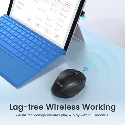Wireless Mouse, 2.4G Ergonomic Computer Mouse with USB Receiver, 5 Adjustable DPI Levels, Mobile 2400DPI USB Mouse for Laptop Chromebook Notebook MacBook Computer, Black in Saudi Arabia