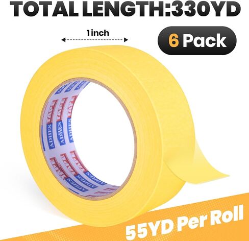 Colored Masking Tape Painters Tape Painting Tape Rolls, Art Paper Tape, for Labeling, DIY Decorative, 1 Inch X 55 Yds, 6 Roll in Saudi Arabia