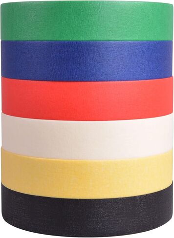 Colored Masking Tape Painters Tape Painting Tape Rolls, Art Paper Tape, for Labeling, DIY Decorative, 1 Inch X 55 Yds, 6 Roll in Saudi Arabia