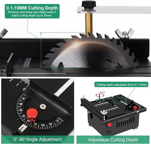 منشار طاولة صغير، مناشير طاولة محمولة متعددة الوظائف بقدرة 100 وات، 7 سرعات قابلة للتعديل، زاوية 90 درجة قابلة للتعديل، عمق القطع 16 مم مع 4 شفرات عمود مرن والمزيد من الملحقات لقطع الخشب والبلاستيك والأكريليك in Kuwait