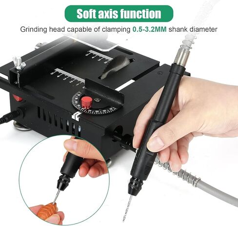 منشار طاولة صغير، مناشير طاولة محمولة متعددة الوظائف بقدرة 100 وات، 7 سرعات قابلة للتعديل، زاوية 90 درجة قابلة للتعديل، عمق القطع 16 مم مع 4 شفرات عمود مرن والمزيد من الملحقات لقطع الخشب والبلاستيك والأكريليك in Kuwait