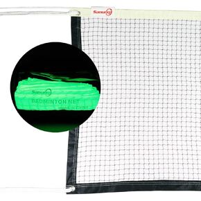 Fluorescent Badminton Net,20FT x 2.5FT Standard Size Volleyball Badminton Net Replacement for Night Use,Indoor Outdoor Weather-proof Luminous Badminton Mesh Net,Upper Edging Glowing in the Dark
