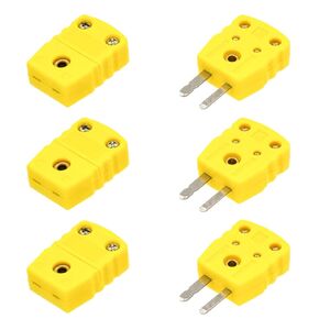 3 Pair Yellow K-Type Panel Mount Thermocouple Mini Plug Connector,Male and Female