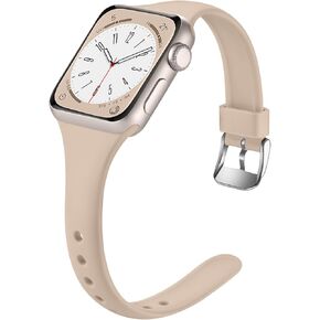 Laffav Slim Band Compatible with Apple Watch 41mm 40mm 38mm iWatch SE & Series 9/8/7/6/5/4/3/2/1 for Women Men, S/M