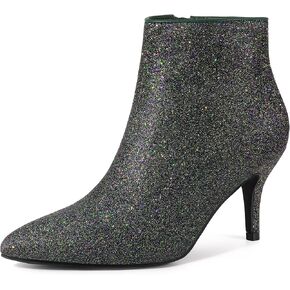 Perphy Glitter Sequin Pointed Toe Stiletto Heel Ankle Boots for Women