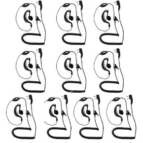 abcGoodefg Walkie Talkie Earpiece Headset, 2 Pin 2.5mm/3.5mm G Shape Two Way Radio Earpiece with PTT Mic, Compatible with UV5R 888S UV-82HP BF-F8HP Kenwood Retevis H-777 RT21 RT22, 10 Pack