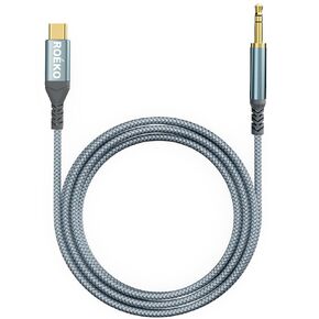 ROÉKO USB Type C to 3.5mm Audio Adapter, USB C to Aux Dongle Adapter 3.5mm Female Headphone Jack Adapter Cable Compatible with iPhone 15 Pro Max/15 Plus, Google Pixel and More, Gray
