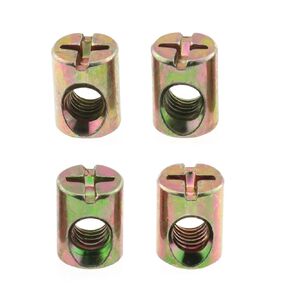 M6 x 10 x 13mm Slotted Barrel Nuts Cross Dowels Spring Loaded Barrel Nuts Replacement Screws Cross Dowel Barrel Nuts for Furniture Bed Crib and Chairs (4PCS)