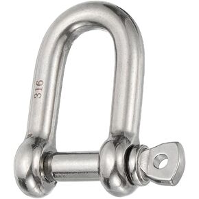 PATIKIL Screw Pin Shackle 8mm 5/16" 660lb, 316 Stainless Steel Forged D Shackle Marine Grade for Chains Wire Rope Outdoor, Silver