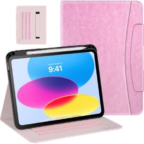 MoKo for iPad 10th Generation Case iPad 10.9 Inch Case 2022 with Pencil Holder, Multi-Angle Viewing iPad Case 10th Generation with Soft TPU Back Hand Strap for iPad 10th Gen 2022, Marble Purple
