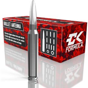 CK Formula 50 Cal Bullet Style Antenna - 5.5" Carbon Fiber Silver Automotive Antenna Replacement for Cars, Trucks and SUV, AM/FM Radio Compatible, 6061 Aluminum Grading, Car Wash Safe, 1 Piece