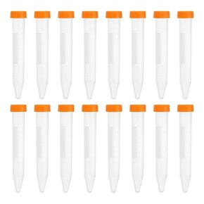 PATIKIL 15ML Plastic Centrifuge Tubes, 20 Pcs Conical Test Tube Container with Leak-Proof Screw Caps and Graduated Marks for Laboratory Liquid, Orange