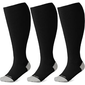 Wide Calf Compression Socks for Women & Men Plus Size 15-20 mmHg Knee High Support for Pregnant Travel Flights
