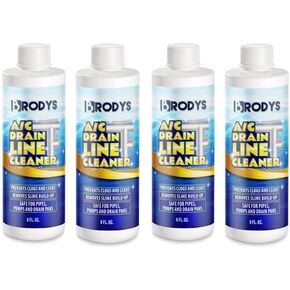 Brodys - A/C HVAC Drain Line Cleaner, 8oz Bottle, (Great to use at home, in the office, at restaurants and large commercial buildings) 4 PACK, AC Drain Line Condensate Cleaner