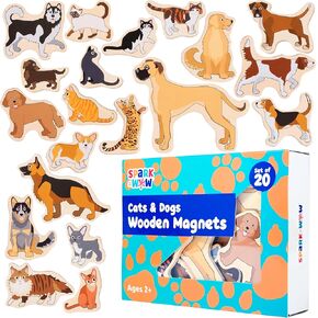 SPARK & WOW Wooden Magnets - Farm - Set of 20 - Magnets for Kids Ages 2+ - Cute Farm Magnets for Fridges, Whiteboards and More