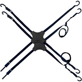 Mini-Cam Tack Strap, 4-Way Nylon Cam-Buckle Strap with Anti-Slip NBR Rubber Pad, Adjustable Luggage Cam-Buckle Straps with Heavy Duty Hooks for Secure Tarp Tie Down, Black (2-Pack)