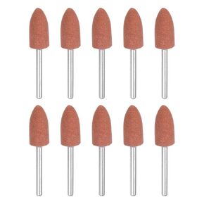 50pcs Mounted Grinding Wheel Pointed Heads, 10mm Metal Grinder Bits with Shank for Rotary Tools, Metal Working and Engraving, Brown