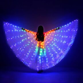 LED Lights Belly Dance Isis Glow Angel dance Wings with Telescopic Sticks Flexible Rods for Adults Kids Multicolor