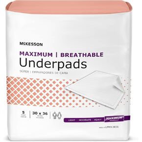 McKesson Maximum Absorbency Adult Disposable Bed Pad XL Underpads 30x36", 5 Count