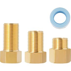 SUNGATOR 1/2" Male Female Adapter, 1/2 Inch Brass Hex Pipe Extension Fittings for Tub Spout/Shower, 1/2'' Male to 1/2'' Female Adapter of 30MM/40MM/50MM,Brass Pipe Fitting with Sealing Tape, Pack of 3