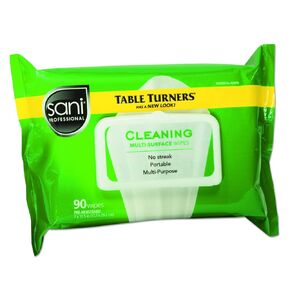 NIC A580FW Table Turner Wet Wipe, 11-1/2 Width, 7quot; Length, Paper, White, Pack of 12