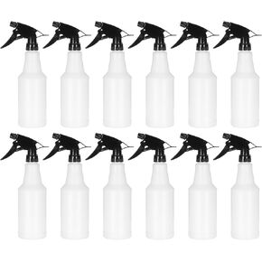 PATIKIL 500ml/16oz Plastic Spray Bottles, 12pcs Adjustable Nozzle Leak Proof Empty Water Mist Stream Sprayer for Cleaning Solutions Plants Hair, Black