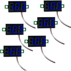 6 Pcs Mini Digital Voltage Meter DC 2.5~30V 0.28" 2 Wire Digital Voltmeter Gauge Tester Green LED Display Panel Mount Car Motorcycle Battery Monitor Led (Blue) in Kuwait