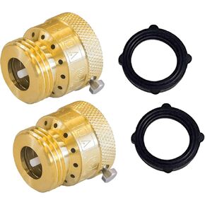 Xiny Tool 2 Pack Faucet Vacuum Breaker, 3/4 Inch Solid Brass Hose Bib Backflow Preventer for Garden Spigot RV
