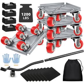 Furniture Sliders for Hardwood/Carpeted Floors,Furniture Dolly&Lifter Tool with 1200lbs Load Capacity,Appliance Dolly for Heavy Furniture with Wheels of 5