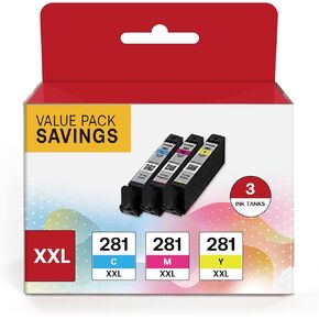 PGI-280XXL/CLI-281XXL Compatible Ink Cartridge Replacement for Canon Ink 280 and 281 Cartridge High Yield Use to PIXMA TR7520 TR8520 TR8500 TR8600 TR8620 TS6120 TS6220 TS9120 (5 Value Pack)