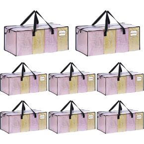 VENO 4 عبوات من الحقائب المتحركة البلاستيكية لتخزين الملابس منظمة كبيرة مع غطاء/سحاب. صناديق التعبئة / الصناديق البديلة. أساسيات لوازم الكلية القابلة للطي وتوفير المساحة (جزء النافذة BLK، 4 عبوات) in Kuwait