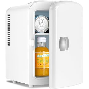 Antarctic Star Compact Refrigerator, Portable Mini Fridge, Skin Care 4L Capacity/6 Cans, for Bedroom, Car, Office & Dorm, Small Cooler for Cosmetics, Beverage and Food, Black