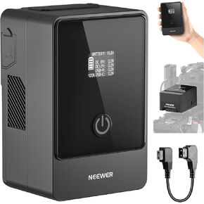 Neewer V Mount Battery 6800mAh 99Wh 14.5V, Mini V Lock Battery with 65W PD Type C/D Tap/BP/USB A/Dual DC Port/OLED Display for Video Camera Camcorder Compatible with SmallRig BMPCC 4k 6k, PS099E