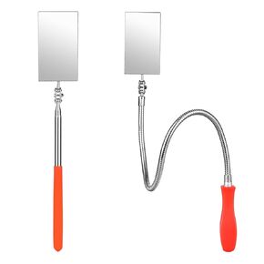 Telescoping Inspection Mirror, Flexible Telescopic Rectangular Inspection Mirror Automotive Extension & Bendable Square Mirror, Extendable Mirror on a Stick for Checking Vehicle Condition-Gift for Men