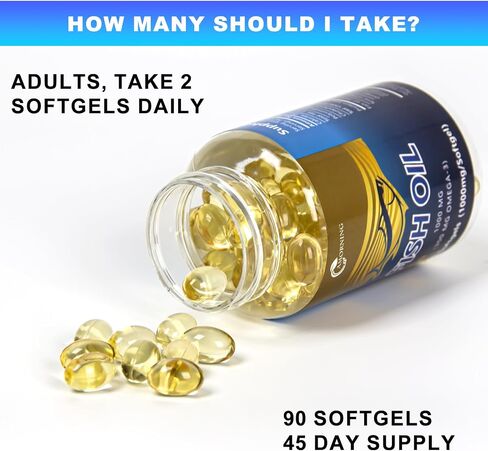 Fish-Oil Omega3-EPA DHA-Supplement Burpless-Softgels - 120Capsules 1440 mg per Serving Mini Size Healthy Heart Support Fatty Acids Supplement Helps Maintain Healthy Triglyceride Levels in Saudi Arabia