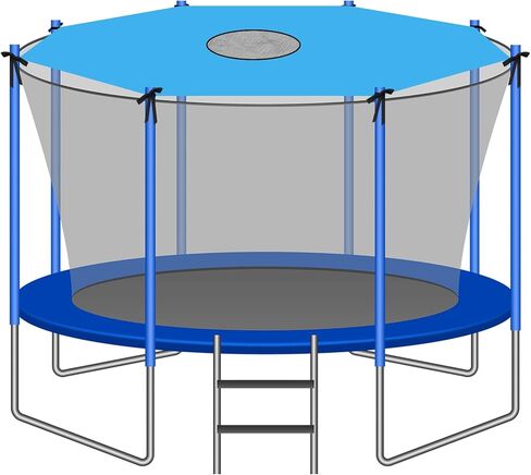 غطاء ظل ترامبولين بطول 14 قدم مضاد للأشعة فوق البنفسجية 8 أقطاب ترامبولين مظلة للحماية من الشمس سهلة التركيب ملحقات مظلة الترامبولين المحمولة للصيف في الهواء الطلق في الفناء الخلفي، أزرق in Kuwait