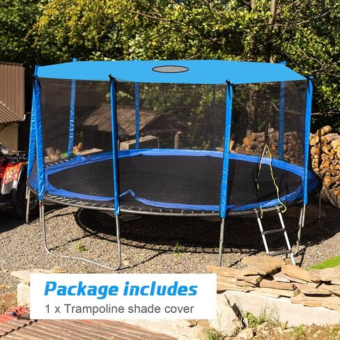 غطاء ظل ترامبولين بطول 14 قدم مضاد للأشعة فوق البنفسجية 8 أقطاب ترامبولين مظلة للحماية من الشمس سهلة التركيب ملحقات مظلة الترامبولين المحمولة للصيف في الهواء الطلق في الفناء الخلفي، أزرق in Kuwait