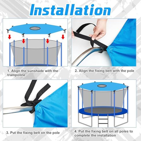 غطاء ظل ترامبولين بطول 14 قدم مضاد للأشعة فوق البنفسجية 8 أقطاب ترامبولين مظلة للحماية من الشمس سهلة التركيب ملحقات مظلة الترامبولين المحمولة للصيف في الهواء الطلق في الفناء الخلفي، أزرق in Kuwait