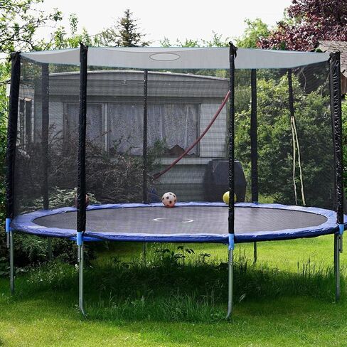 غطاء ظل ترامبولين بطول 14 قدم مضاد للأشعة فوق البنفسجية 8 أقطاب ترامبولين مظلة للحماية من الشمس سهلة التركيب ملحقات مظلة الترامبولين المحمولة للصيف في الهواء الطلق في الفناء الخلفي، أزرق in Kuwait