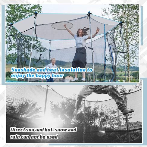 14ft Trampoline Shade Cover Anti UV 8 Poles Trampolines Canopy Sun Protection Easy to Install Portable Trampolines Sunshade Accessories for Summer Outdoor Playground Backyard, Blue in Saudi Arabia