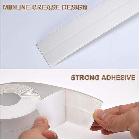 2 Rolls Caulk Tape for Bath and Kitchen, Self Adhesive Caulking Strip for Toilet Base, White Caulk Tape for Toilet Base, Bathroom Shower Sink Edge Protector 1.5" x 10.5 Ft (Mosaic) in Saudi Arabia