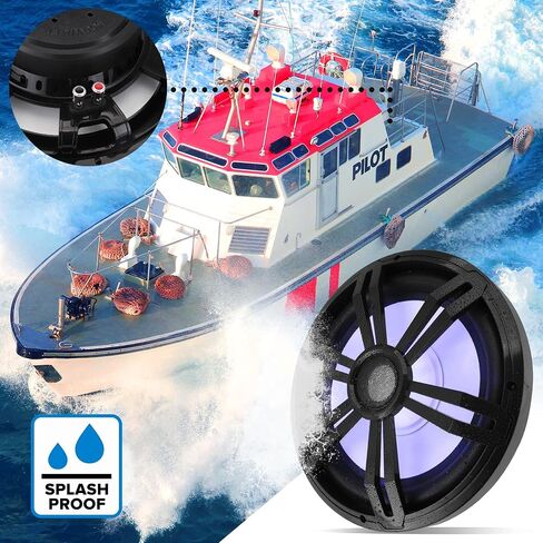 12" Slim Marine Subwoofer - 500W 4 Ohm Waterproof Car Component Speaker System, Low Profile PP Cone w/Rubber Edge, 50 Oz Magnet 2.5" Voice Coil, RGB Lights, for Boat Truck Mobile Vehicle in Saudi Arabia
