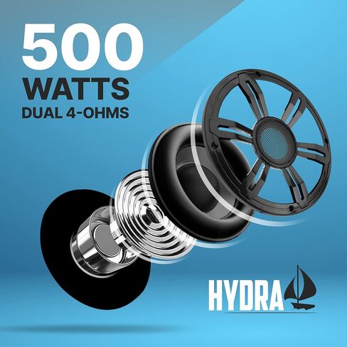 12" Slim Marine Subwoofer - 500W 4 Ohm Waterproof Car Component Speaker System, Low Profile PP Cone w/Rubber Edge, 50 Oz Magnet 2.5" Voice Coil, RGB Lights, for Boat Truck Mobile Vehicle in Saudi Arabia