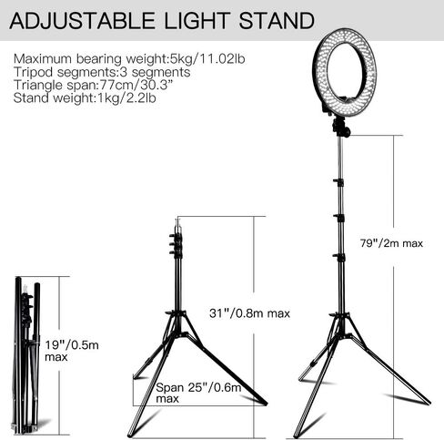 ضوء حلقة درجة حرارة ثنائي اللون قابل للتعديل 2700-5500 كلفن، SAMTIAN 14 بوصة ضوء يوتيوب خارجي قابل للتعتيم SMD LED ضوء مكياج مع حامل هاتف حامل ضوء 2 متر لتصوير الفيديو على YouTube in Kuwait