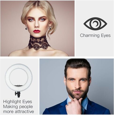 ضوء حلقة درجة حرارة ثنائي اللون قابل للتعديل 2700-5500 كلفن، SAMTIAN 14 بوصة ضوء يوتيوب خارجي قابل للتعتيم SMD LED ضوء مكياج مع حامل هاتف حامل ضوء 2 متر لتصوير الفيديو على YouTube in Kuwait