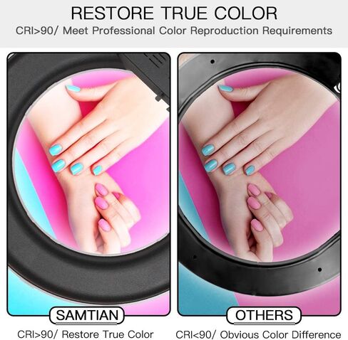 ضوء حلقة درجة حرارة ثنائي اللون قابل للتعديل 2700-5500 كلفن، SAMTIAN 14 بوصة ضوء يوتيوب خارجي قابل للتعتيم SMD LED ضوء مكياج مع حامل هاتف حامل ضوء 2 متر لتصوير الفيديو على YouTube in Kuwait