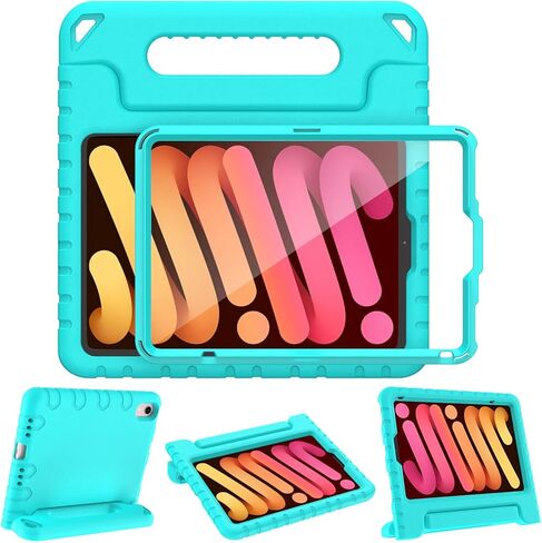 AVAWO Kids Case for iPad Mini 6 (2021,8.3 Inch) with Built-in Screen Protector, Shockproof Lightweight Handle Stand Cover for Model (A2567/A2568/A2569), Black in Kuwait