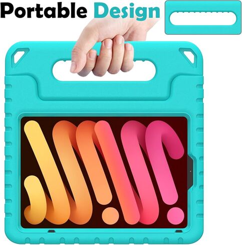 AVAWO Kids Case for iPad Mini 6 (2021,8.3 Inch) with Built-in Screen Protector, Shockproof Lightweight Handle Stand Cover for Model (A2567/A2568/A2569), Black in Kuwait